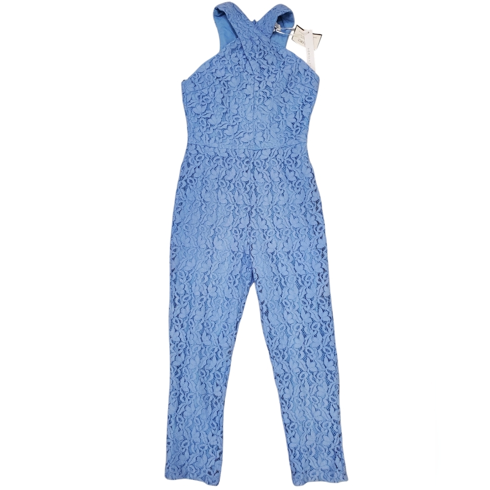 Women's Lace Halter Jumpsuit in Light Blue